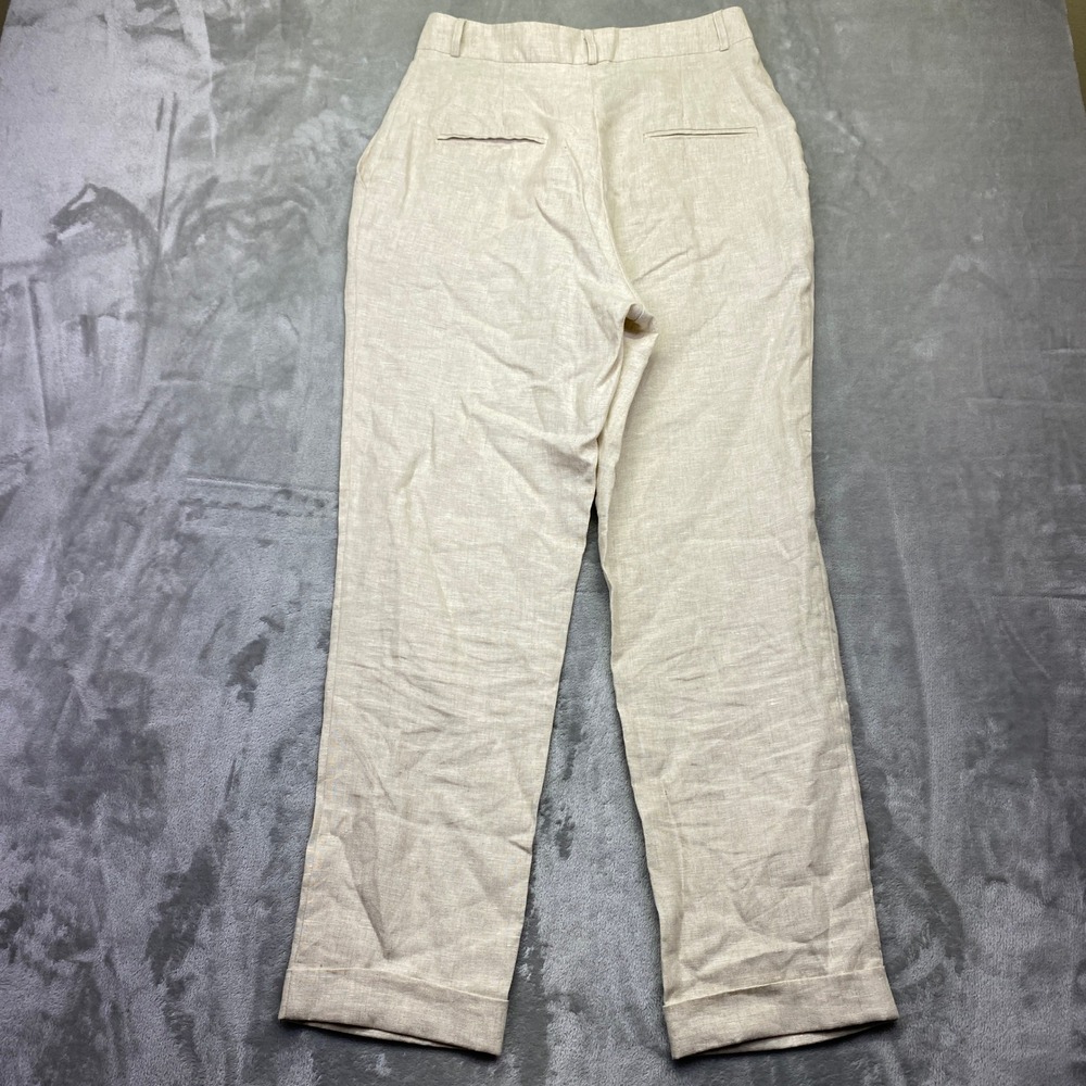 Reformation Linen Blend Pleated High Waist Trousers Pants Beige Sz 28" Tropical - Picture 7 of 10